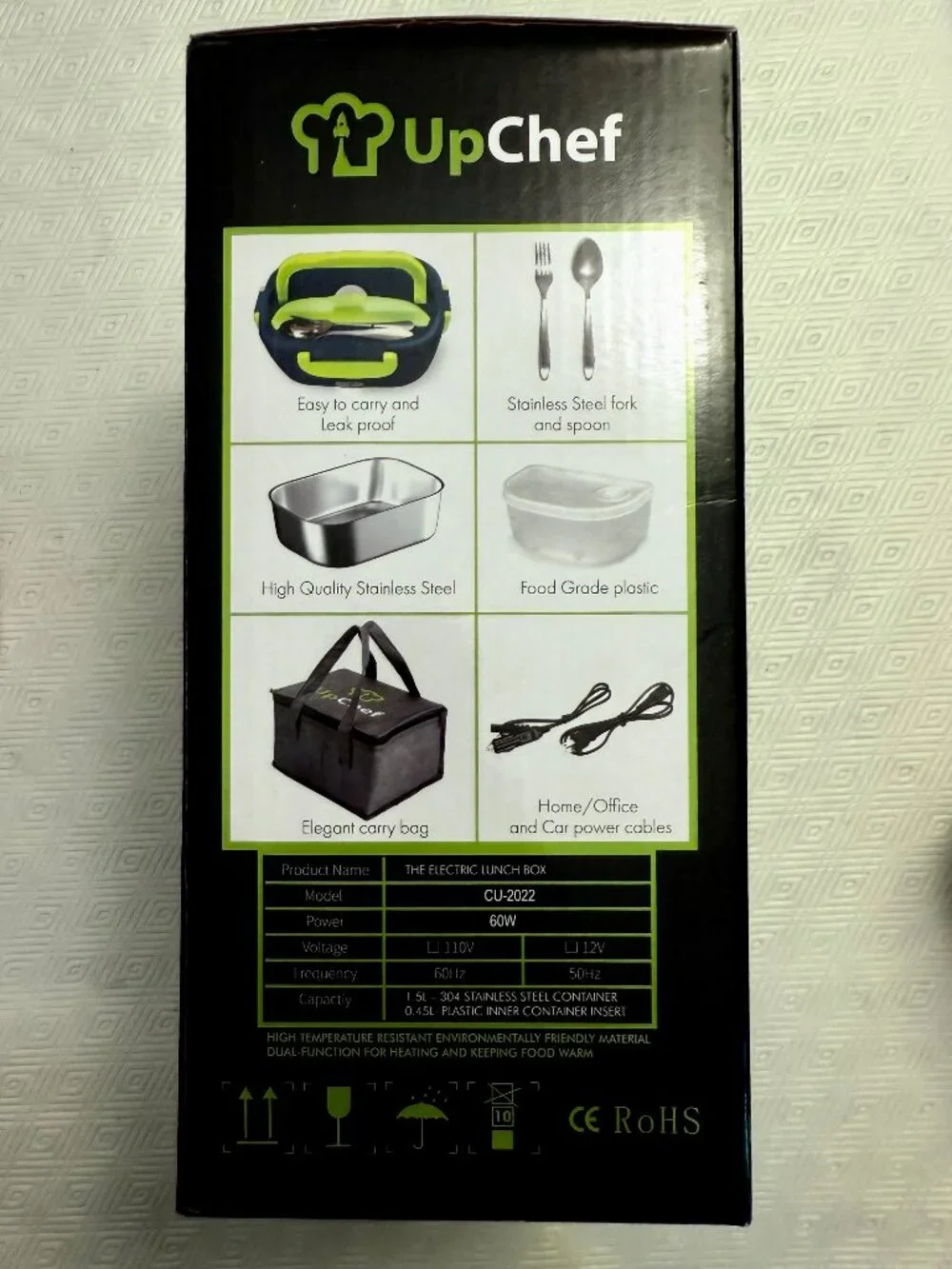 UpChef 60W Electric Heated Lunch Box Food Warmer Car & Office NEW